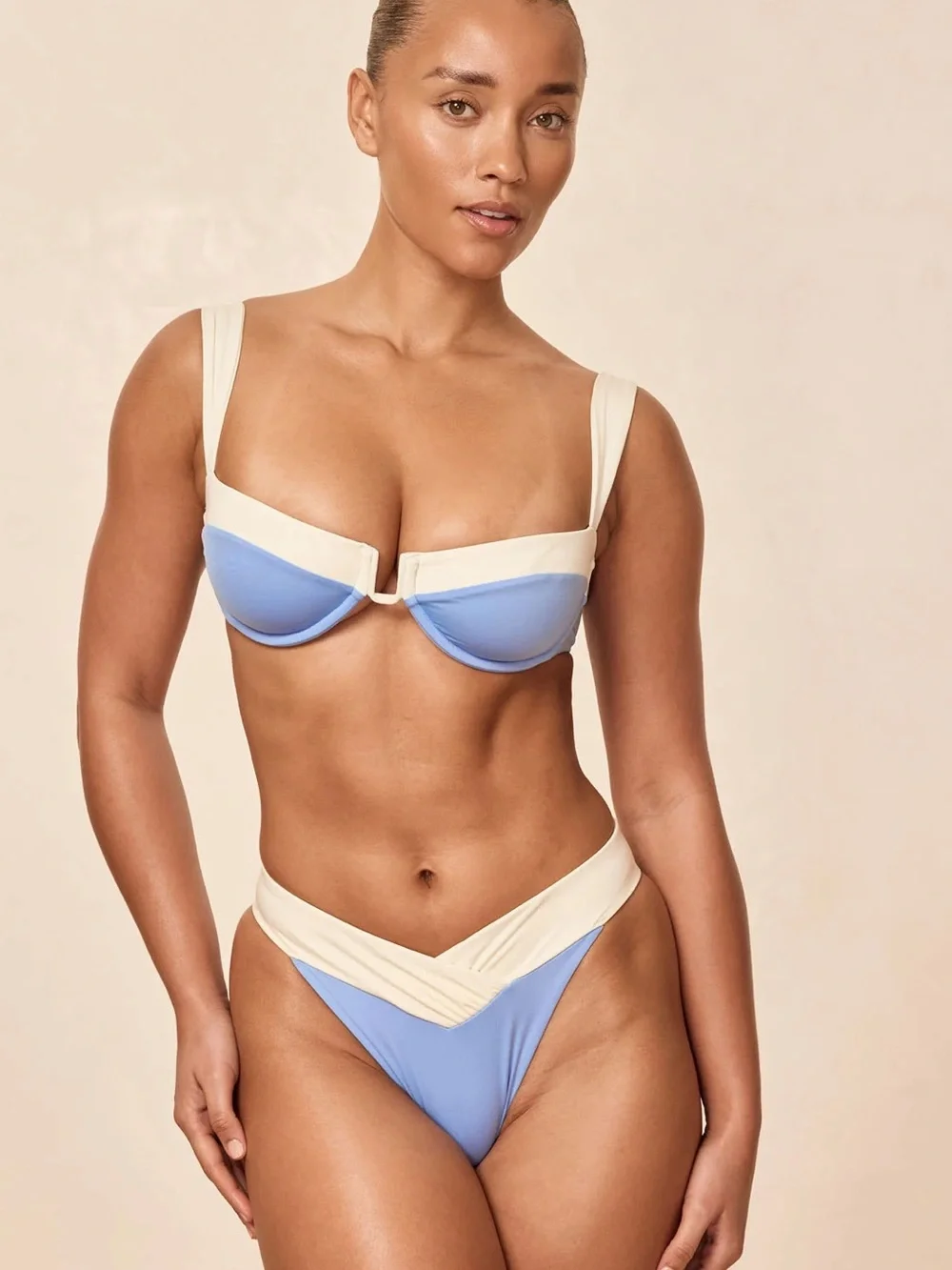 NWT Monday Swimwear Cala Roja Top Azure/Ivory